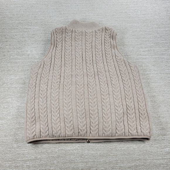 Joie Reversible Cable Knit Puffer Vest Women’s M Beige Oatmeal Zip Mock Neck - Picture 8 of 16